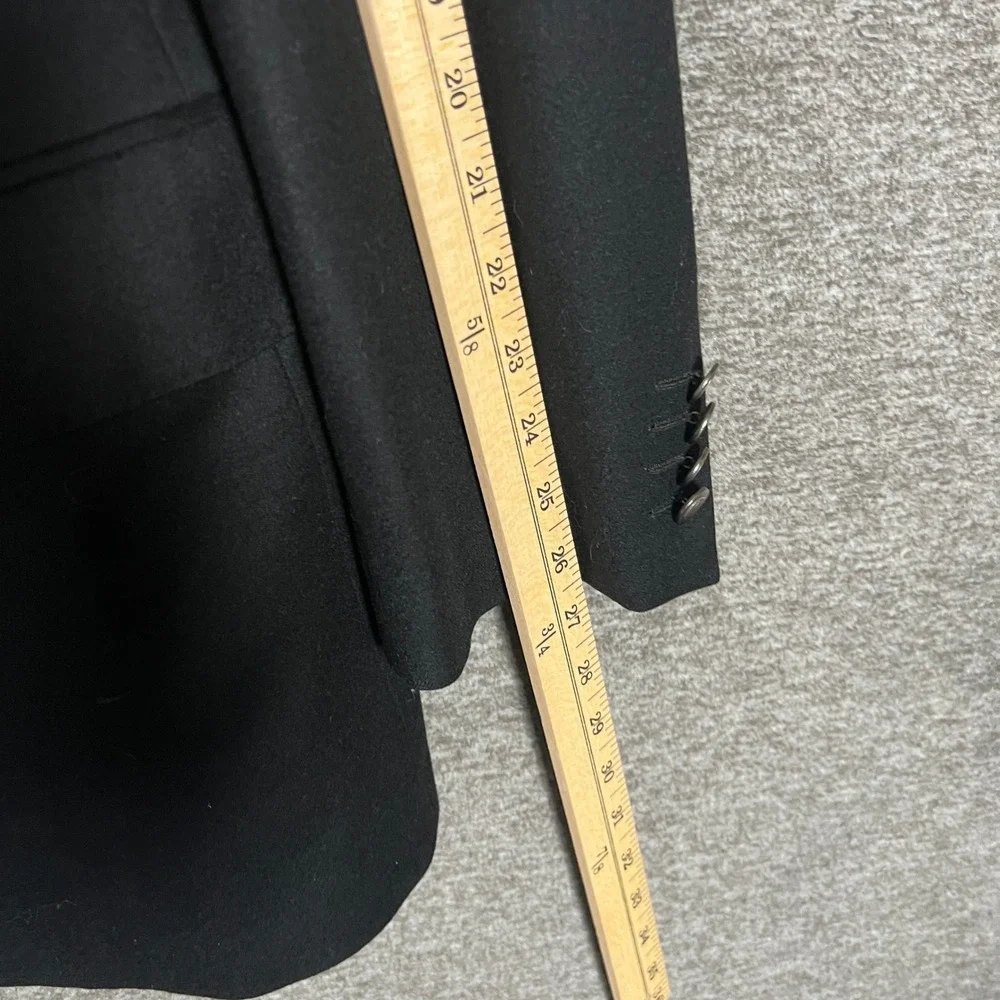 Ermenegildo Zegna Black Double Breasted Wool‎ Blazer Overcoat Italy Peak Lapel